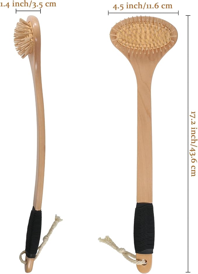 OWIIZI Oversized Back Scratcher Long Handle Backscratchers for Men Women | Provides Itch Relief,17.2" Wooden Curved Handle Body Scratcher Brush,Wider Head,Larger Skin Scratching Massager for Adults