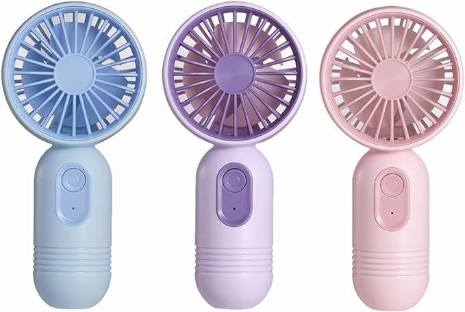 JODNO Mini Portable Fan 3 Pack, Cute Handheld Battery Operated Lightweight Small Personal Fan with 3 Speeds and USB Rechargeable Eyelash Fans for Women Men Office Outdoor Travel Camping