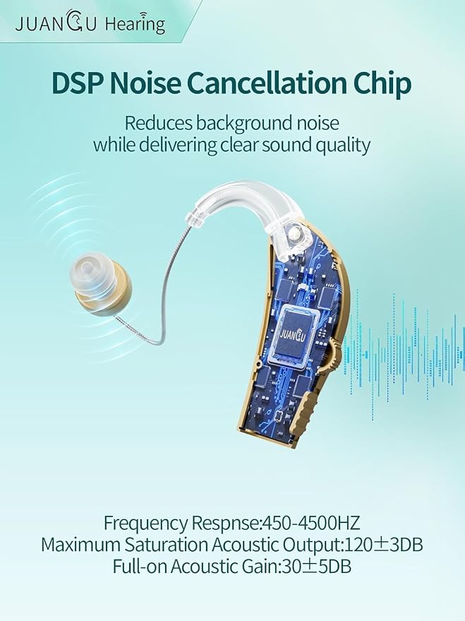 Hearing Aids for Seniors Rechargeable Invisible Behind The Ear Design with 20H Battery DSP Noise Reduction OTC Hearing Aids for Mild to Moderate Hearing Loss Easy Volume Control Not Amplifiers