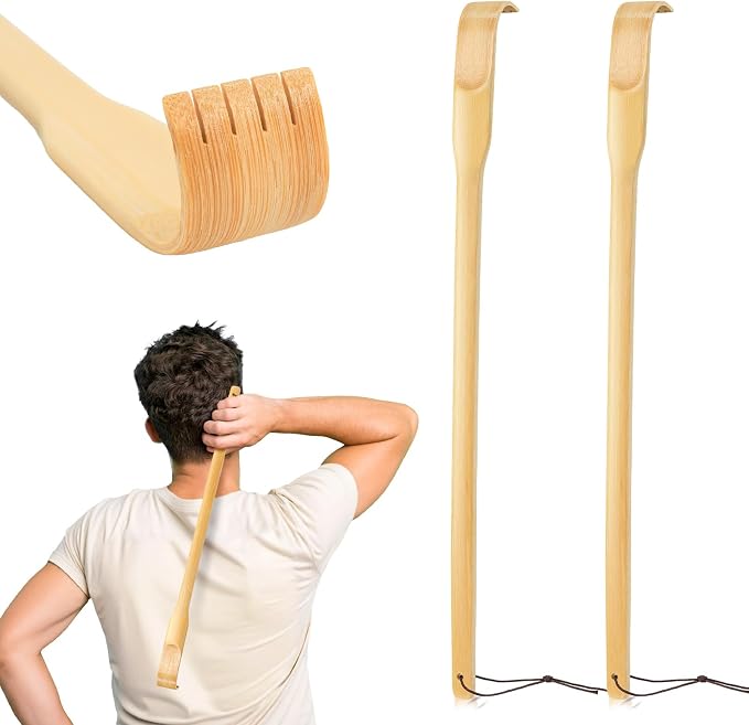 Back Scratcher, 2 Pieces 16.5" Natural Strong Sturdy Traditional Bamboo Wooden Body Relaxation Massager for Itching Relief, Best Gift for Parents, Friends, Yourself and More. | Wooden Back Scratchers for Scratching Itches,Best Gift for Father's Day Pre...