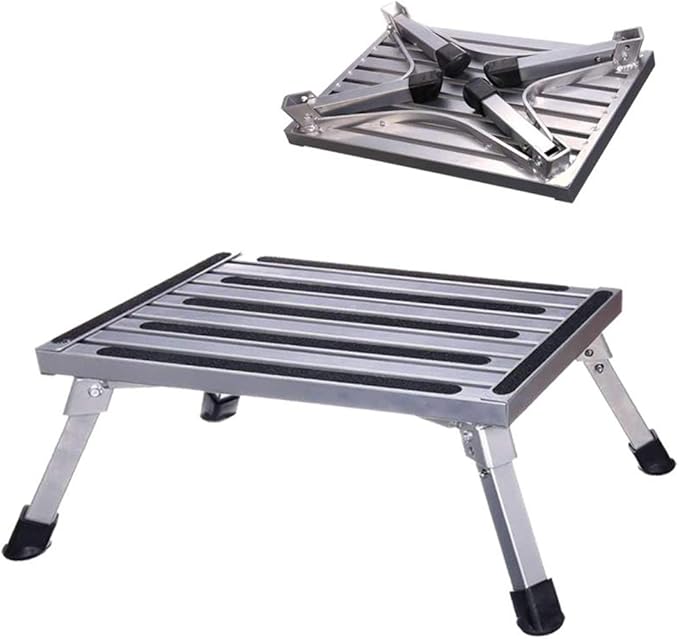 Portable RV Steps Platform Foldable Anti-Slip Rubber Feet 330lbs Load Capacity Durable Ladder Caravan Camping Tool Portable