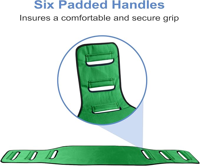 Transfer Sling for Seniors, Transfer Belt Widened Back Curve Design Sling for Movement, Transfer Boards for Bedridden Patient, Bed Assist Handle, Back Lift Belt for Patient Care (Green)
