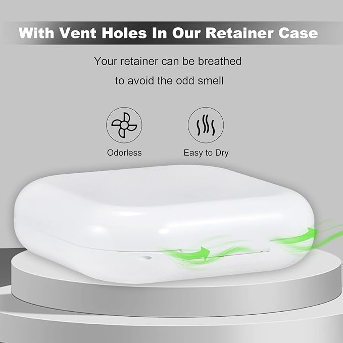 Retainer Case, Slim Aligner Case with Mirror, Compatible with Invisalign, Night Guard and Mouth Guard, Premium Retainer Case, With Aligner Remover Tool, Chew & Brush, White