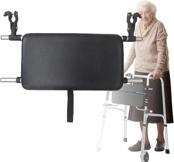 Universal Walker Rest Seat for Attachable Seat Folding Walker, Maximum Weight Capacity of 250 Pounds, Adjustable Range:20"~24"(Black)