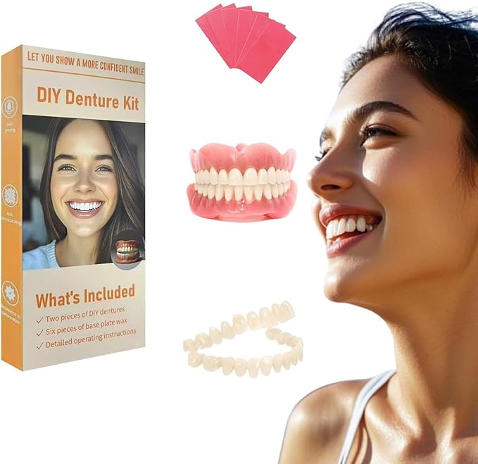 Denture Do it Yourself Full Set of Top and Bottom Fake Teeth to Create Your Perfect Smile at Home-AAZ1