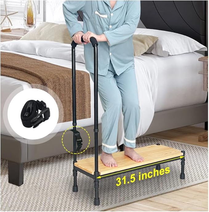 Medical Step Stool with Handle for Elderly Foot Stool Bed Steps for High Beds Adults Seniors Bedside Step Stool with Handrail Bed Stairs Bathtub Steps Platform Car Safety Handicap Step