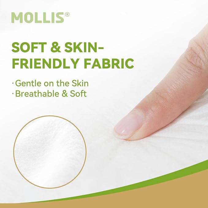 MOLLIS Adult Diapers for Women and Men, Unisex Disposable Incontinence Briefs with Tabs, Odor Control, Large, 60 Count (4 Packs of 15)