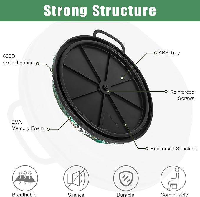 Foxtune 360-Degree Swivel Bucket Seat, 5 Gallon Bucket Lid, Spin Bucket Seat Cushion, Silent, Comfortable, Water-Resistant, for Fishing, Gardening, Hunting and Camping