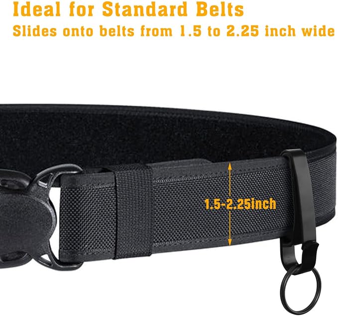 JOTOVO Tactical Stealth Key Ring Holder Special for Police and Fire Agencies Duty Belt, Double Side Quick Release Key Holder with Detachable Keyring (2.25-Inch Max)