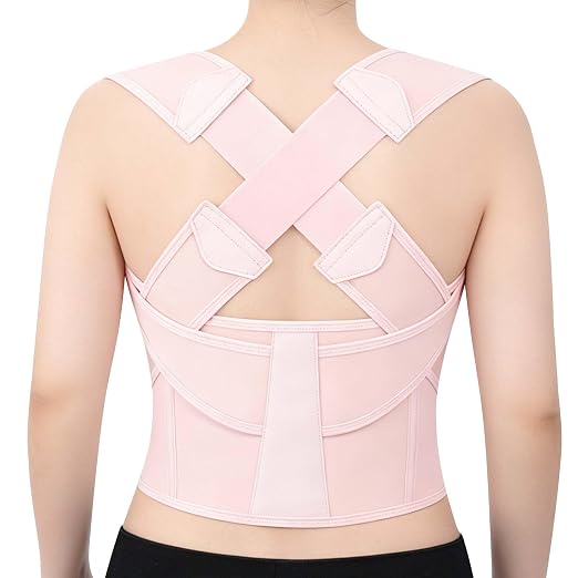 Back Brace Posture Corrector for Women and Men Upgraded Dynamic Traction Correction System Adjustable Shoulder Support Straightener Helps Reduce Upper Lower Back Pain Suitable for Hump Scoliosis Pink Large