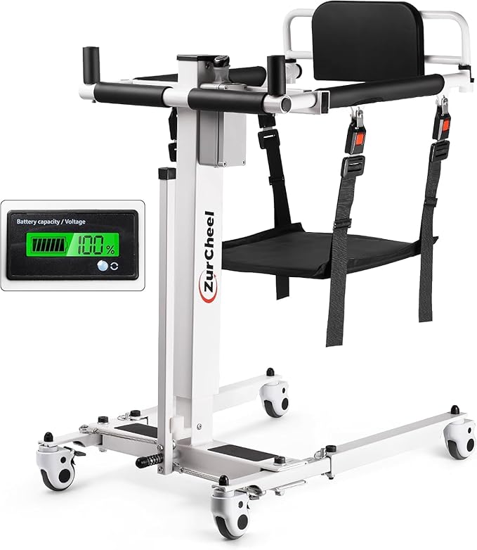 Electric Patient Lift Transfer Chair, Electric Transfer Lift for Home with Adjustable Height for Seniors, Electric Assist Lift Aid for Seniors - 300 lb Capacity, IPX54 Waterproof for Shower