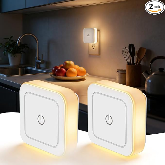 Sujeet Night Light, Night Lights Plug into Wall, Nightlight Led Night Light for Kids Bedroom, Bathroom, Hallway (Square-3CCT, 2-Pack)