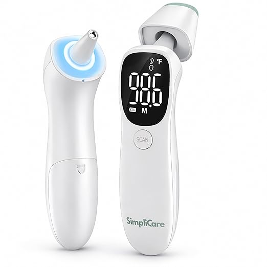Ear & Forehead Thermometer, FDA Cleared, for Babies & Adults | Ear & Forehead Dual Mode, 1-Second Reading, +/-0.4F Accuracy, 32-Reading Memory, C/F Switch, Auto-Off, Batteries Included