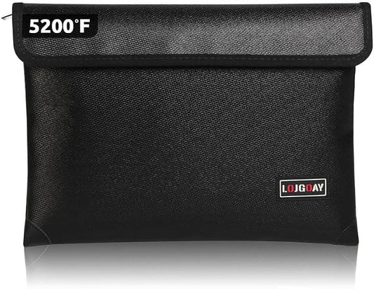 Fireproof Document Bag - with 5200°F Heat Insulated, Waterproof Fireproof Bag with Zipper, 8 Layers of Functional Materials, Fireproof Money Bag for Cash/Documents/Valuables, Fire bag 11"x7.7"