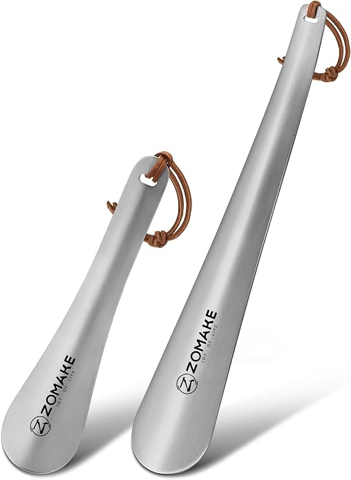 ZOMAKE Shoe Horn Long Handle for Seniors Men Women,Metal Long Shoehorn for Boots, Shoe Spoon Helper