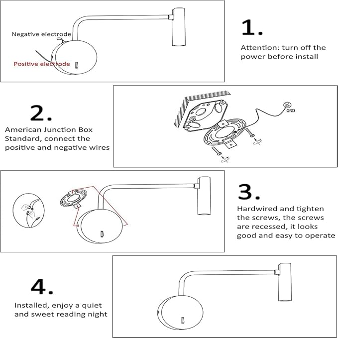 ZEROUNO Wall Mounted Reading Light Swing Arm Bedside Lamps for Bedroom Hardwired Sconces with Switch LED Mounted for Home Decor Wall Lighting Fixtures Indoor (Silver)