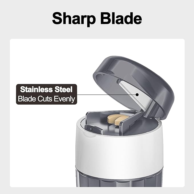 DUBSTAR 3-in-1 Pill Crusher Pill Grinder, Pill Crusher Fine Powder with Brush, Pill Crushers for Elderly with Pill Cutter and Storage, Pill Cutter Splitter for Small or Large Pills (Grey)