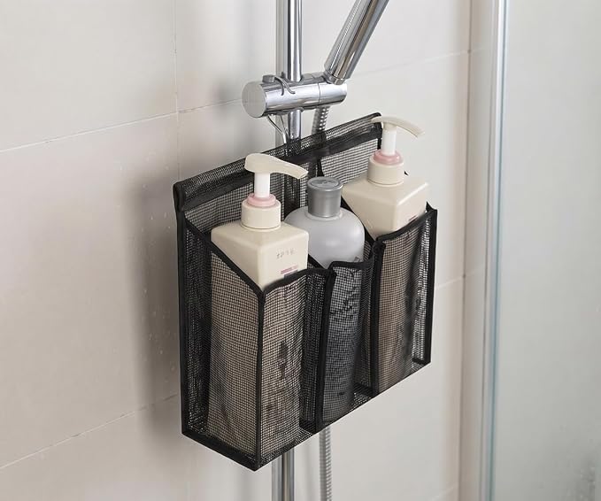 ALYER Hanging Mesh Shower Caddy,Bathroom Toiletry Organizer,Black
