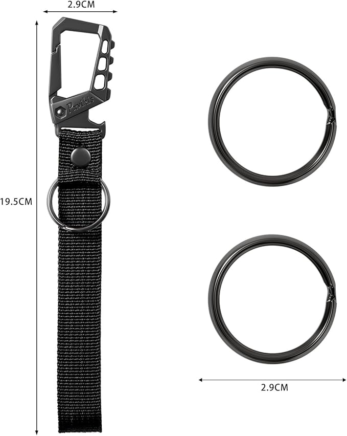 Metal heavy duty key chain carabiner clip bottle opener wrist lanyard ring car key fob unisex for men and women