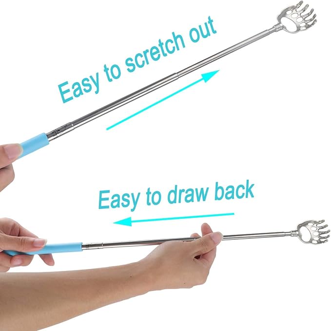 WOVTE Bear Claw Extendable Blue Back Scratcher for Men 2Pack | Stocking Stuffers for Men Women Adults, Mothers Day Fathers Day Christmas Birthday Gifts for Men Women Mom Dad Husband