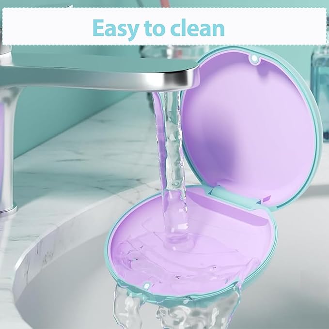 2 Retainer Case, Slim Aligner Cases for Invisalign, Mouthguard Case with Removal Tools& Aligners Chewies& Brush, Removable Inner Tray Silicone for Easy Cleaning (Green-2pcs)