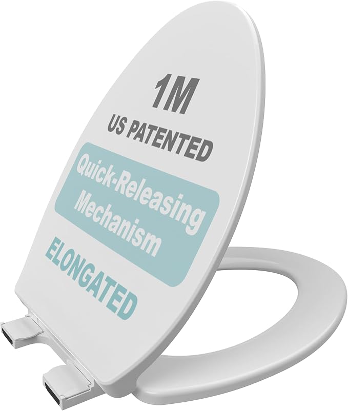 1M Family Toilet Seat, Patented Slow Close & Quick Releasing Technology, Anti-Wiggling, Easy to Install and Clean, Standard Elongated with Adult Seat Only (1 Piece)