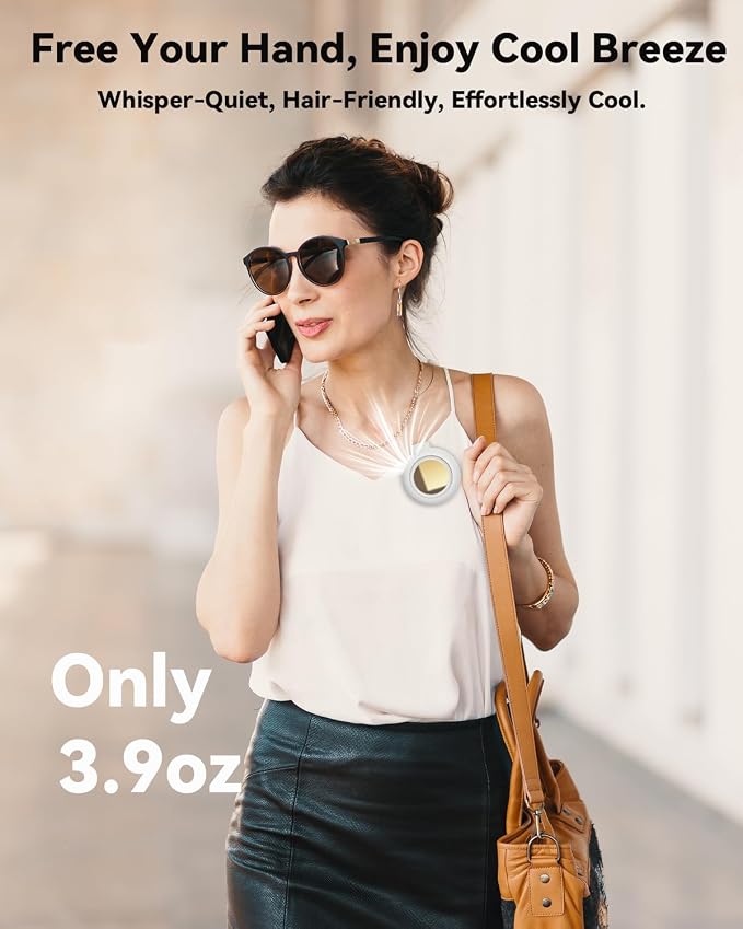 Portable Silent Mini Bladeless Fan Clip On, Small Fan Clip on for Shirt & Waist, Adjustable 3-Speed Suspended Whirlwind Fans, For Outdoor & Travel & Office, Travel Accessories, Gift