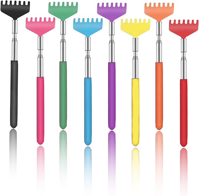 8-Piece Gift Box Set Retractable Back Scratchers | Portable Metal Body Massager Tool, Multi-Color Set for Men Women Kids & Pets - Father's Day, Valentine's, School Season
