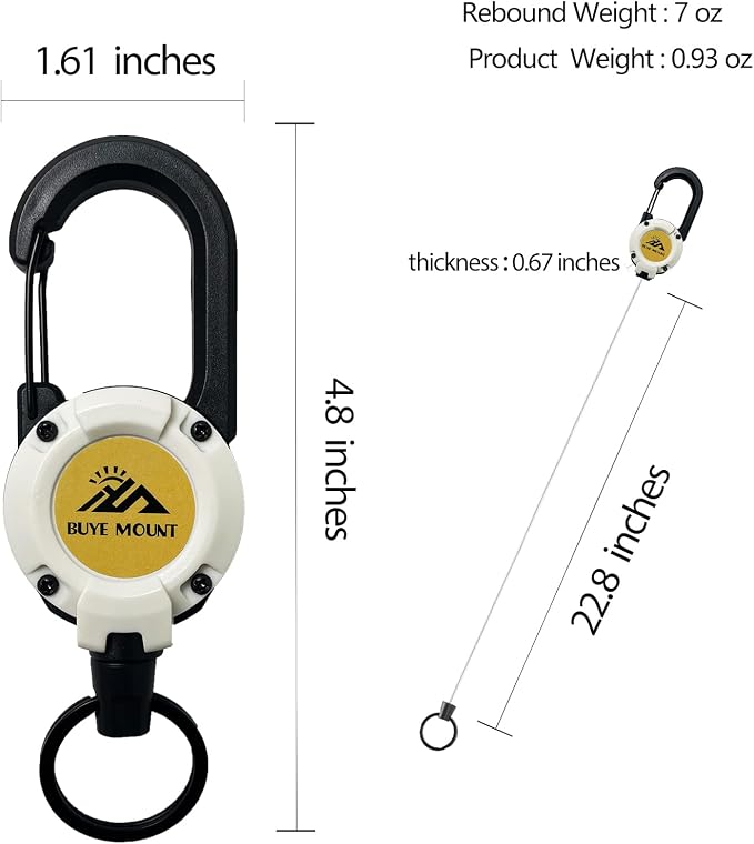 Yojaro Retractable Keychain Heavy Duty 2Pack, Multitool Carabiner Badge Holder, Retractable Keychain Clip Id Holder, Upgraded 58cm Stainless Steel Cord White