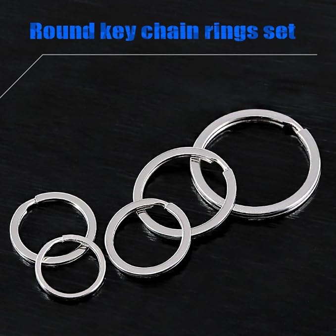 Swpeet 60 Pcs Assorted Multi-Purpose Metal Keychain Rings Split Keyrings Flat O Ring for Home Car Keys Attachments Keys Pendants - 20mm, 25mm, 30mm, 35 mm, 38 mm