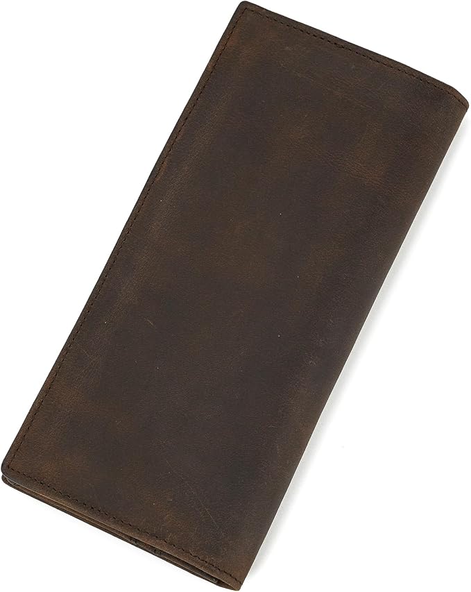 Genuine Leather Long Wallet for Men, Large Capacity Purse Clutch Bag Handbag Checkbook Cash Credit Cards Phone Holder | Large Capacity