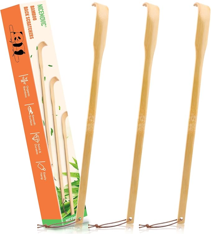 3 Pack Wooden Bamboo Back Scratcher for Men Women Adults | Gifts for Seniors, Christmas Stocking Stuffers for Men Women Adults, 16.5 Inch Long Handle Back Scratchers