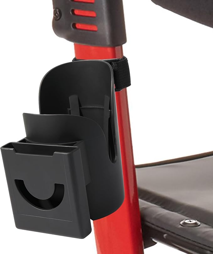 Wheelchair Cup Holder with Phone Holder for Walker, Wheelchair | Cup and Phone Holder Compatible with Drive Medical Nitro Rollator, Safe and Steady, Easy installation