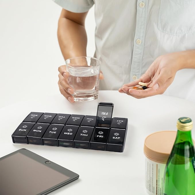 mossime Extra Large Weekly Pill Organizer 2 Times a Day, 7 Day AM PM Pill Box with XL Capacity Compartments, Jumbo Vitamins Holder Case and Medicine Organizer for Supplements and Daily Medication