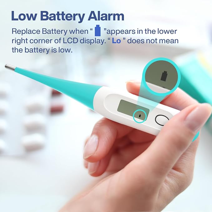 Boncare 10 Seconds Oral Thermometer for Adults and Kids, Blue Green | Accurate & Safe, Rectal Digital Thermometer for Baby, Fever Alarm