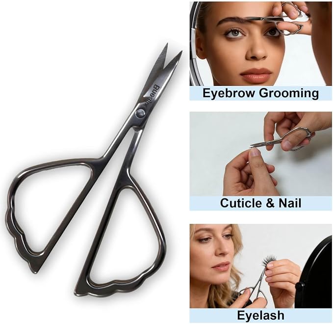 2PCS Stainless Steel Safety Nose Hair Trimmers for Men & Women | Grooming Scissors Set, Rounded & Pointed Tip, Nose Ear Eyebrow Beard Trimming, Baby Nail & Travel Portable