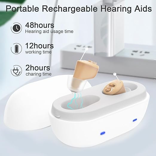 True Hearing Aids for Seniors Not Amplifier- Noise Cancelling, Rechargeable & Invisible with Magnetic Charging Box