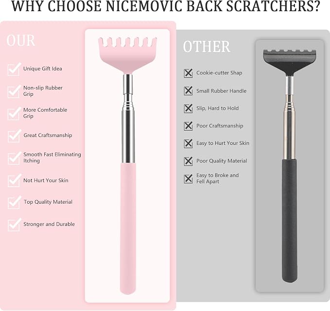 6 Pack Back Scratcher, Stocking Stuffers for Women Adults Girls | Easter Basket Stuffers for Girls Women Teens, Prizes for Adults, Bulk Gifts for Girls, Galentines Day Party Favors Gifts