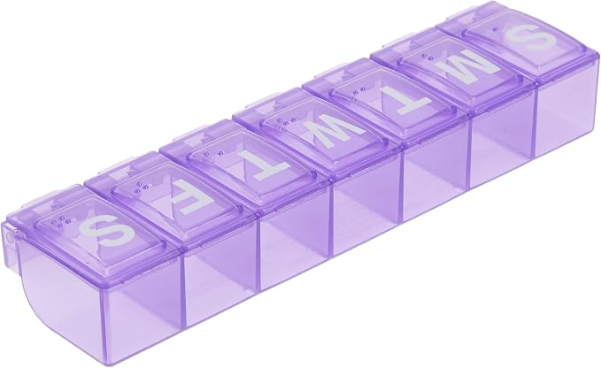 EZY DOSE Weekly (7-Day) Daily Pill Container, Medicine Planner, Vitamin Organizer, Large Locking Compartments Secure Prescription Medication and Prevent Accidental Spilling, Color May Vary, BPA Free