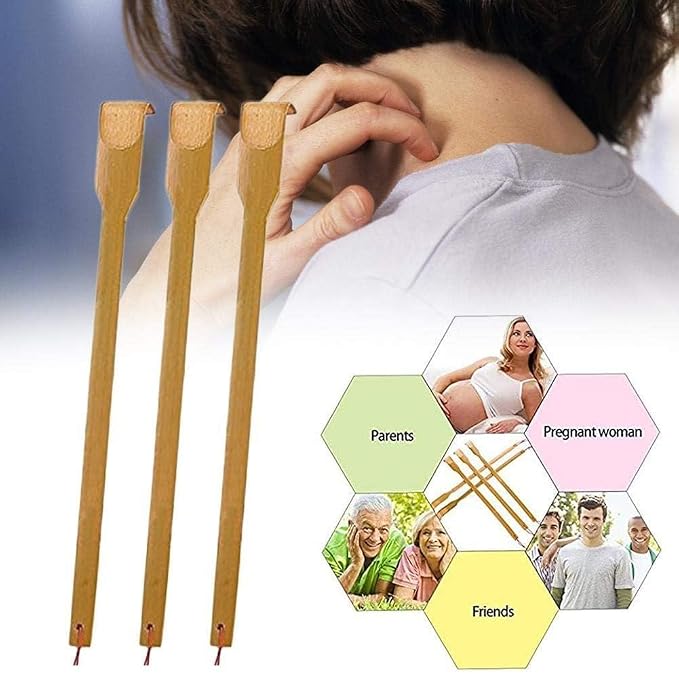 1Pc Wooden Bamboo Back Scratcher, Natural Handmade Back Scratchers, Long Handle Back Scratchers for Adults Men Women (17 Inch)