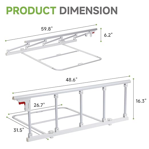 Real Relax Bed Rails for Elderly Adults Safety, Folding Bed Railings for Seniors Fit Full Twin King Queen Size, for Elderly Adults Rail Assist for Seniors Safety Bed, 48.6"x16.3"