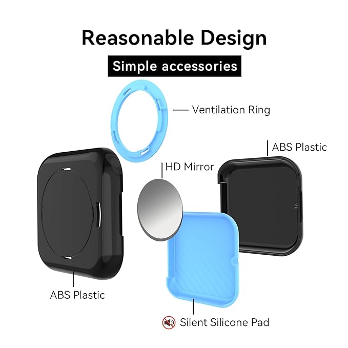 HEMILAB® Retainer Case, Slim Aligner Case with Vent Holes, Compatible with Invisalign, Mouth Guard Case with Mirror, Cute Orthodontic Retainer Case with Retainer Removal Tool and Brush, Black