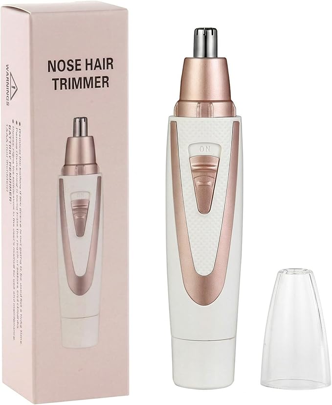 Ear and Nose Hair Trimmer Clippers: 2026 Professional Painless Eyebrow & Facial Hair Trimmers Remover for Women, Battery-Operated Nasal Clipper, Dual Edge Waterproof Blades for Easy Clean, Pink