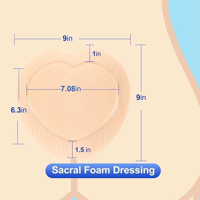 Niceful Sacral Silicone Foam Dressing, Sacrum Bed Sore Bandages for Large Wound 9"x 9"(5PCS)