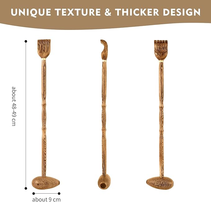 Back Scratcher with Massage Hammer, 100% Natural Wood Finger-Like Back Scratchers for Adults Men Women,19 Inch Thicken Extended with Body Massager Gifts for Senior(4- Duck Egg Style)