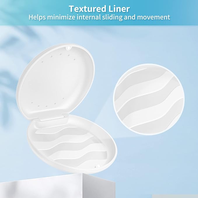 Annhua Orthodontic Retainer Case with Vent Holes, Denture Storage Case Slim Mouthguard Container Aligner Case with Magnetic Closure for Household|Travel|Office - White