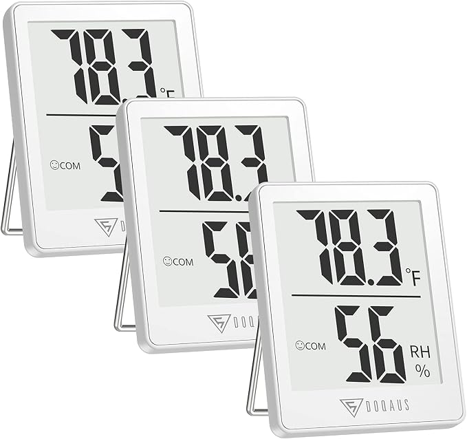 DOQAUS 3 Pack Digital Hygrometer Indoor Thermometer Humidity Monitor White | Humidity Meter Mini Hygrometer with Accurate Temperature and Humidity Monitor for House, Baby Room, Greenhouse, Incubator