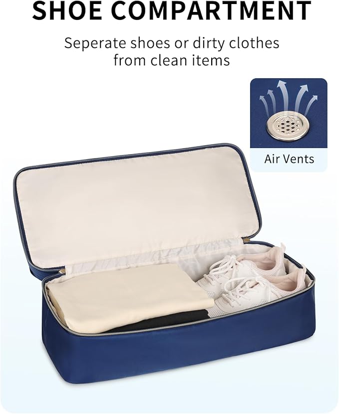 WANDF For Spirit Airlines Personal Item Bag 18x14x8 Underseat with Wet Pocket & Shoe Compartment & Tsa Approved Toiletry Bag