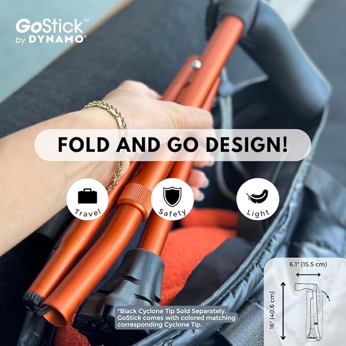 Dynamo GoStick Folding Cane - The Best Cane Ever - Designed for Stability and Balance - Folding and Adjustable Walking Cane, Heavy Duty, Travel-Friendly and Stylish - Men & Women
