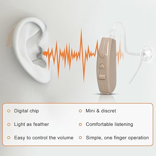 BLJ Hearing Aid V206 Amplifier for Adults and Seniors, Digital Sound Amplifier Device to Assist and Aid Hearing, Lightweight with Digital Noise Reduction and Feedback Cancelling